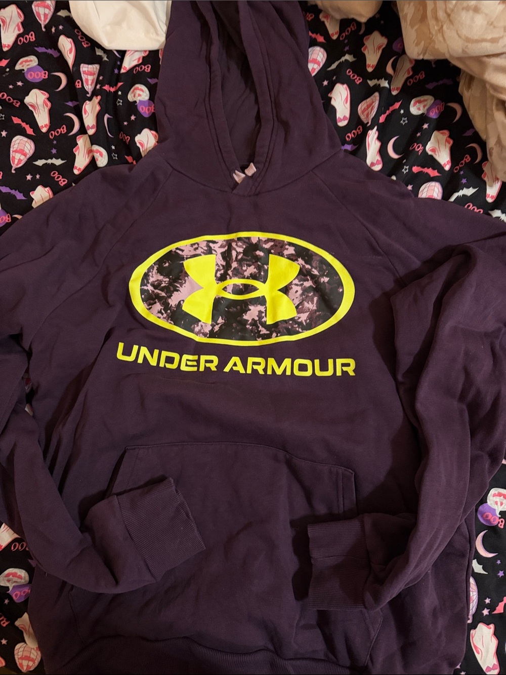Under Armour Men’s Purple Hoodie with Neon Yellow Logo